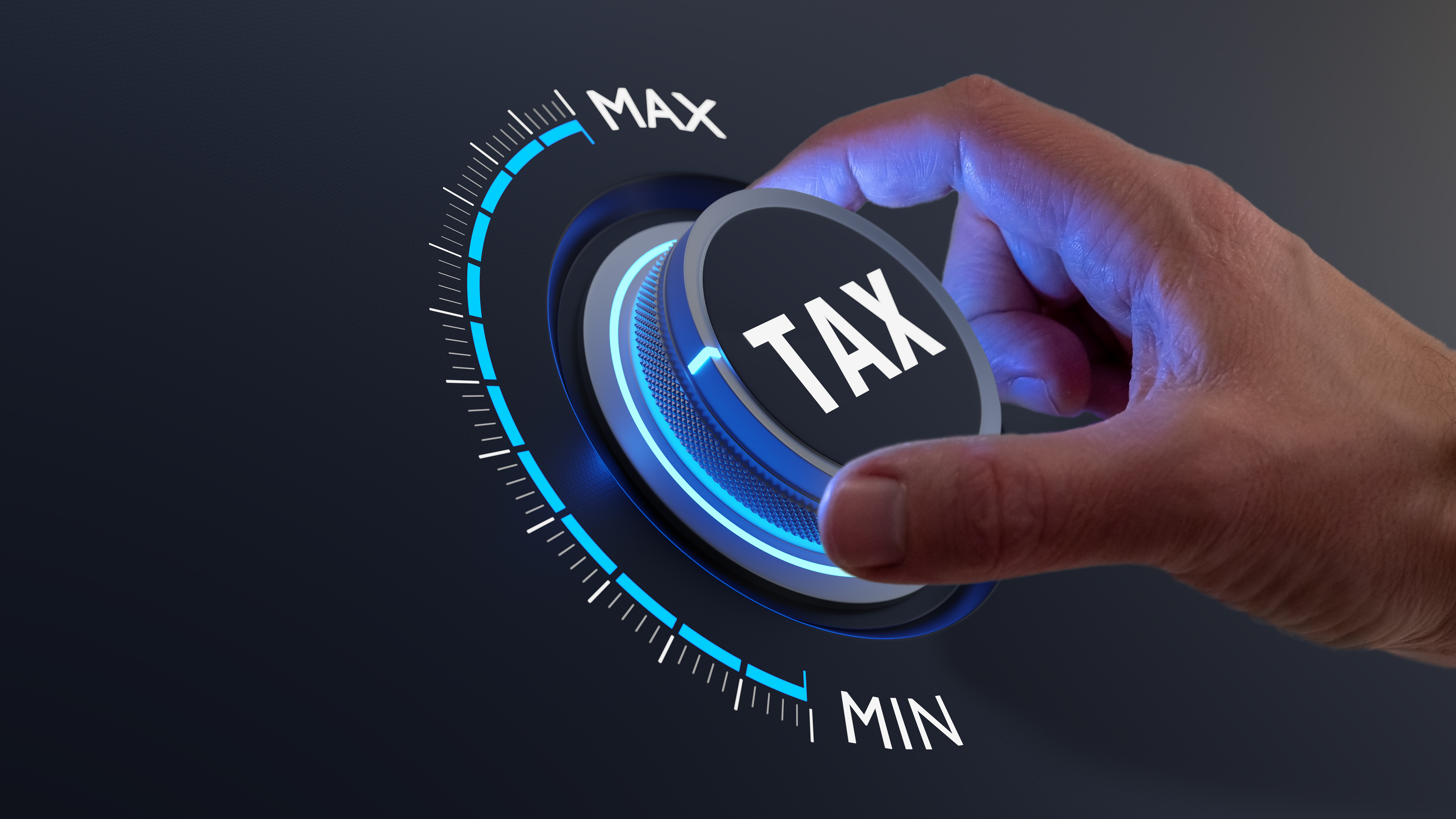 Tax knob dial adjusting from min to max